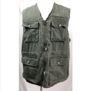 L.L Bean  Army Green Sleeveless Fisherman Jacket